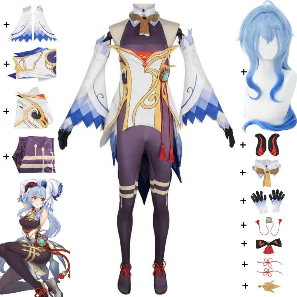 Cosplay Anime Gioco Genshin Impact Ganyu Gan Yu Costume Cosplay Parrucca Horn Liyue Tuta da donna sexy Vestito da festa di carnevale di Halloween