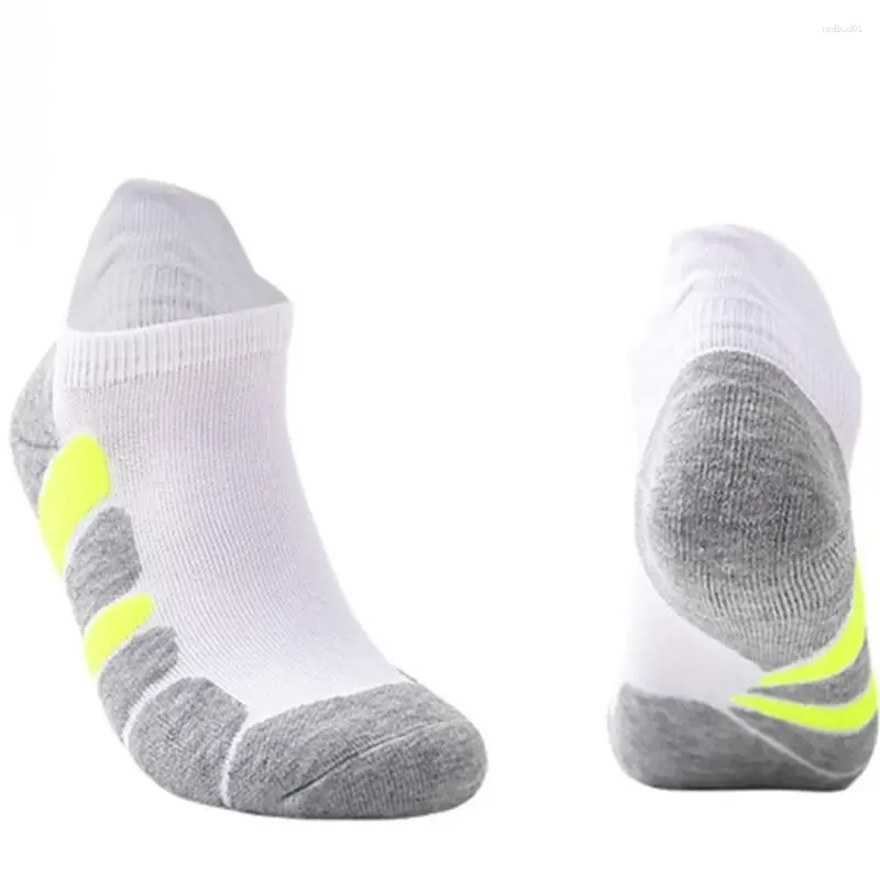 Chaussettes pour hommes, respirantes, absorbant la sueur, rayures antidérapantes, cheville épaisse, bas de serviette, Tube court, Sport