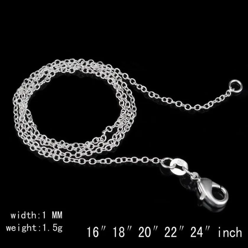 925 Sterling Silver Necklace Rolo O Chain Necklaces Jewelry 1mm 16'' -- 24'' 925 Silver DIY Chai236x