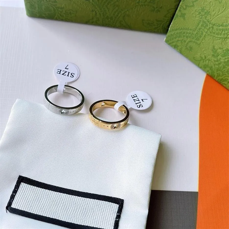 Selo de luxo jóias designer anéis feminino amor encantos suprimentos de casamento 18k banhado a ouro anel de aço inoxidável dedo fino ring276j