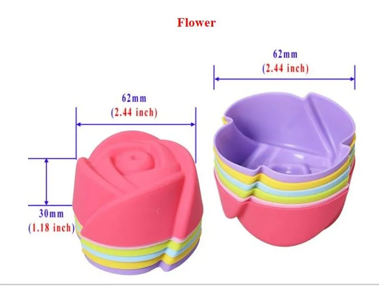 =Rose star heart flower Silicone Cake Muffin Chocolate Cupcake Case Tin Liner Baking Cup Mold Mould