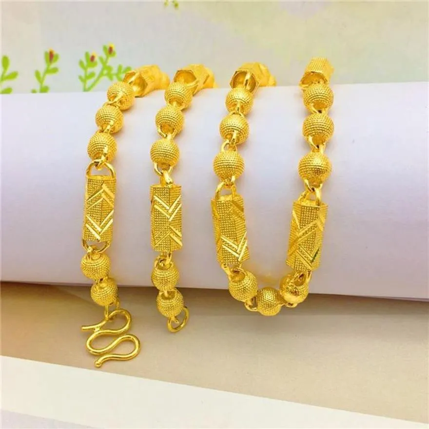 Mode lyxkedjor halsband hexagon form pärlhalsband för herrprydnadskedja 14k gula guld smycken no fade2358