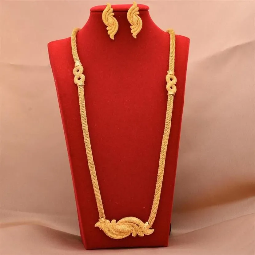 Brincos colar dubai 24k banhado a ouro conjuntos de jóias de designer casamento presentes de noiva conjunto de bijuterias para mulheres2335