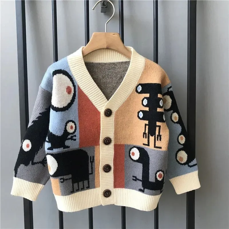 Cardigan Spring Autumn Fashion Jackets Children Cartoon Cardigan Knit Sweater Boys Clothes Kids Cute Baby Coats Outerwear Clothing 231017