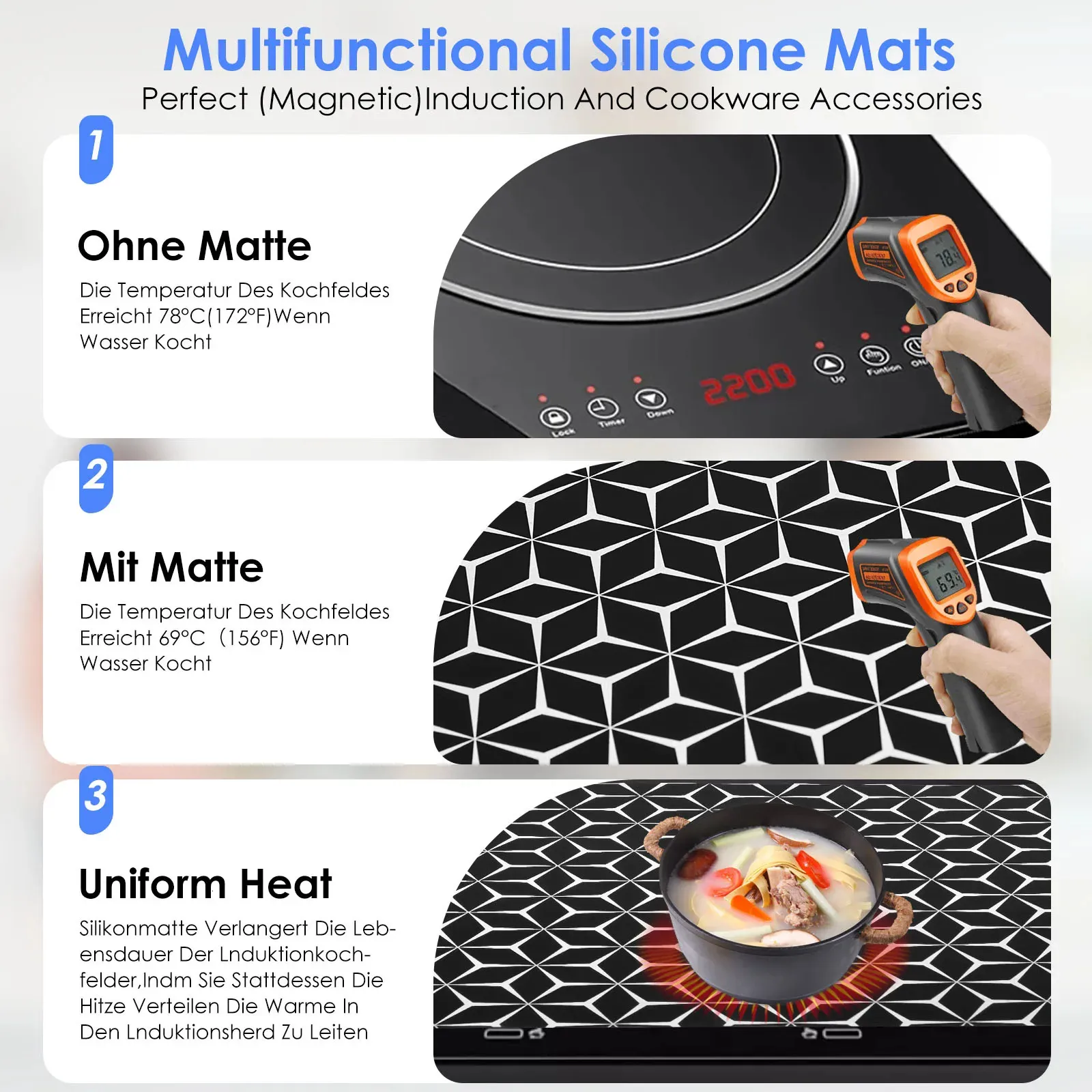 52x78cm Tapis de Protection Plaque Cuisson Induction,Tapis de Cuisson à  Induction en Silicone Protection Plaque de Cuisson Magnétique Silicone  Tapis Induction Cooktop Anti Rayures Non Slip : : Cuisine et Maison