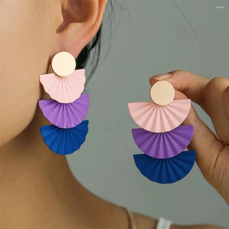 Hoop örhängen nisch färgglad örhänge för kvinnor mod spray-målade geometriska hängsmycken smycken gåvor kontrast metall tillbehör vänner