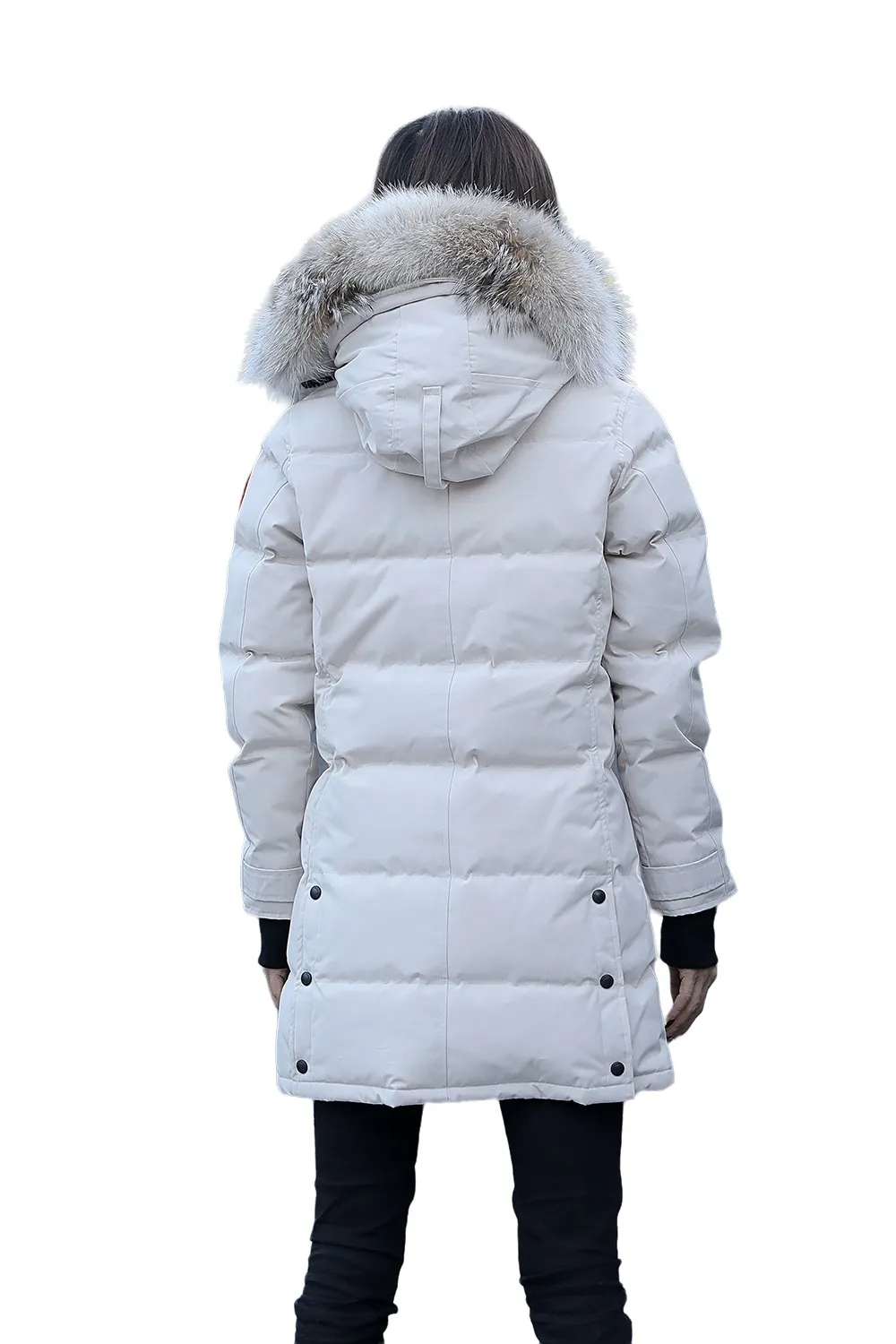 女性パーカーダウンジャケットコート長い防風ガチョウ濃い暖かい毛皮取り外し可能なジャケットカラー冬冬巻きレアルウルフアークティックフードトリムドゥードゥーンマントーIJC1
