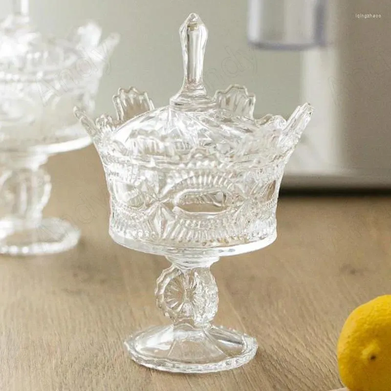 Bouteilles de stockage Pot en verre moderne avec couvercle Relief français Salon Candy Chambre Bureau Organisateur de bijoux Creative Décoration de la maison