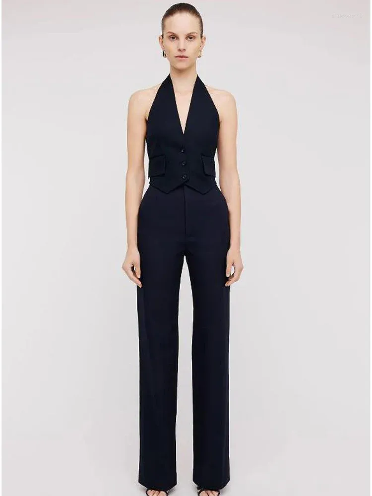 Women's Two Piece Pants Chic And Elegant Woman Set Vest Women Suit Complete 2 Pieces Back Cutout Clothing Blazer Suits