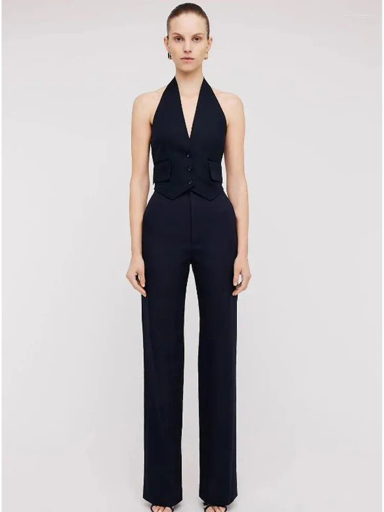 Pantalon de deux pièces pour femmes chic et élégant Set Vest Vein