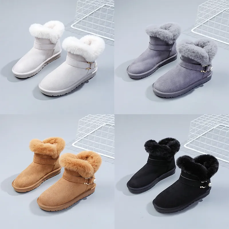 2023 Winter Snowboots Warme Casual Schoenen Flats Voor Vrouwen Pluche En Dikker Off Wit Grijs Kaki Zwart Maat 35-40