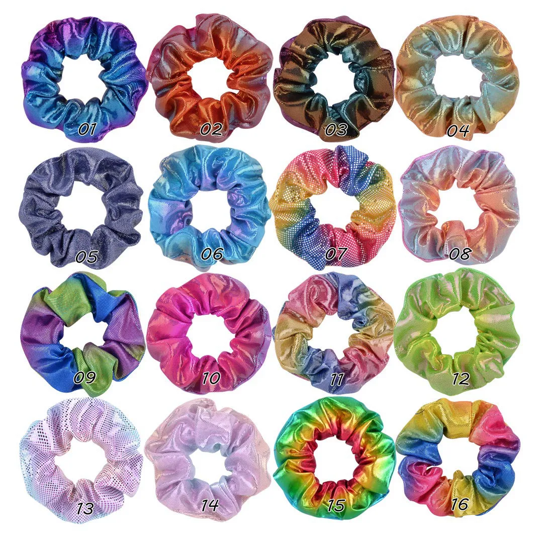 Laserfärg kvinnor 4 tum överdimensionerade hårband gradient scrunchies mjuk elastisk tjocktarmen hårband hästsvanshållare hårrep 2823