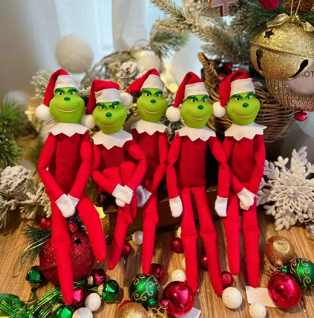 30cm New Christmas Grinch Doll Green Hair Monster Plush Toy Home Decorations Elf Ornament Pendant Children039s Birthday Gift4189619