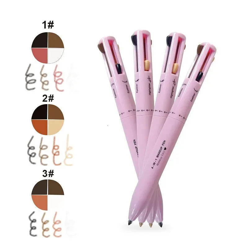 Strumento per trucco ombretto Penna multifunzionale 4 in 1 Matita per eyeliner per sopracciglia Disegno duraturo Linea per labbra Evidenziatore impermeabile resistente al sudore 231016