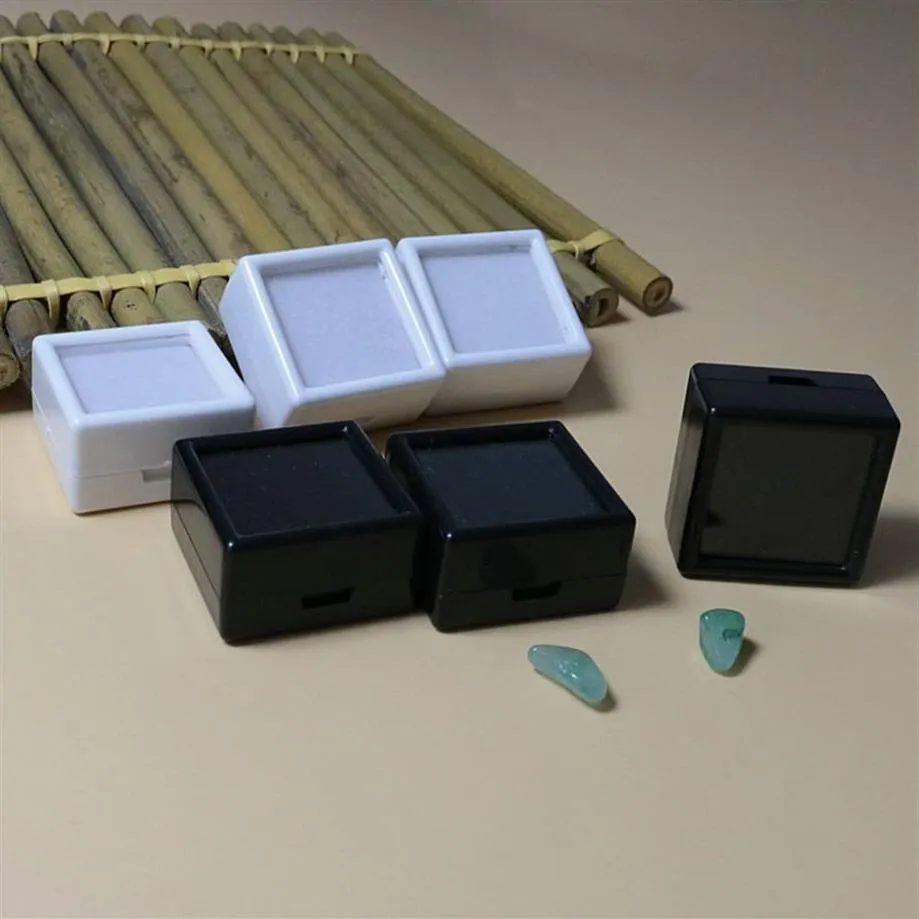 50PCS 3x3 Glass Diamond Gemstone Jewelry Display Case Opal Gem Stones Coin Beads Pendant Storage Holder Plastic Box313d