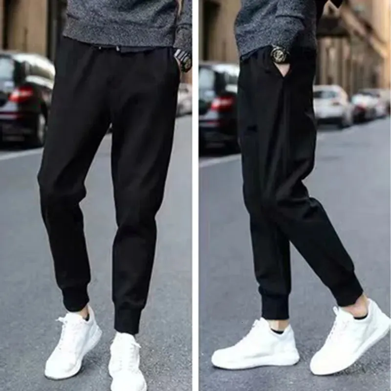 Pantalons pour hommes Pantalon de survêtement léger d'été Pantalon pour hommes Mince longueur cheville Pantalon noir Cordon de serrage Respirant Jogging Streetwear Grande taille S-5Xl 231013