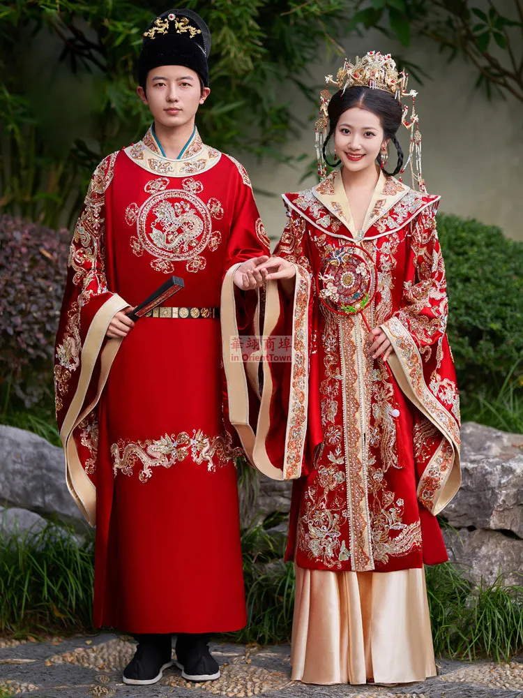 Authentic Song Ming Dynasty Hanfu Wedding Dress With Xiuhe Embroidery Phoenix Gown And Dragon Robe Ancient Chinese Couple Zenana Clothing From Fleming627 314.97 DHgate.Com