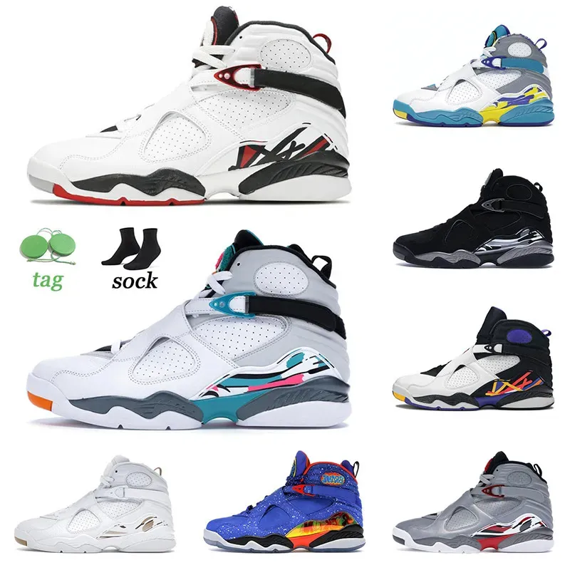 2024 Scarpe da basket Jumpman 8 8s Bianco Aqua Bordeaux Countdown Pack Riflettente Tre Torba San Valentino South Beach Turbo Verde Pinksicle Scarpe da ginnastica sportive