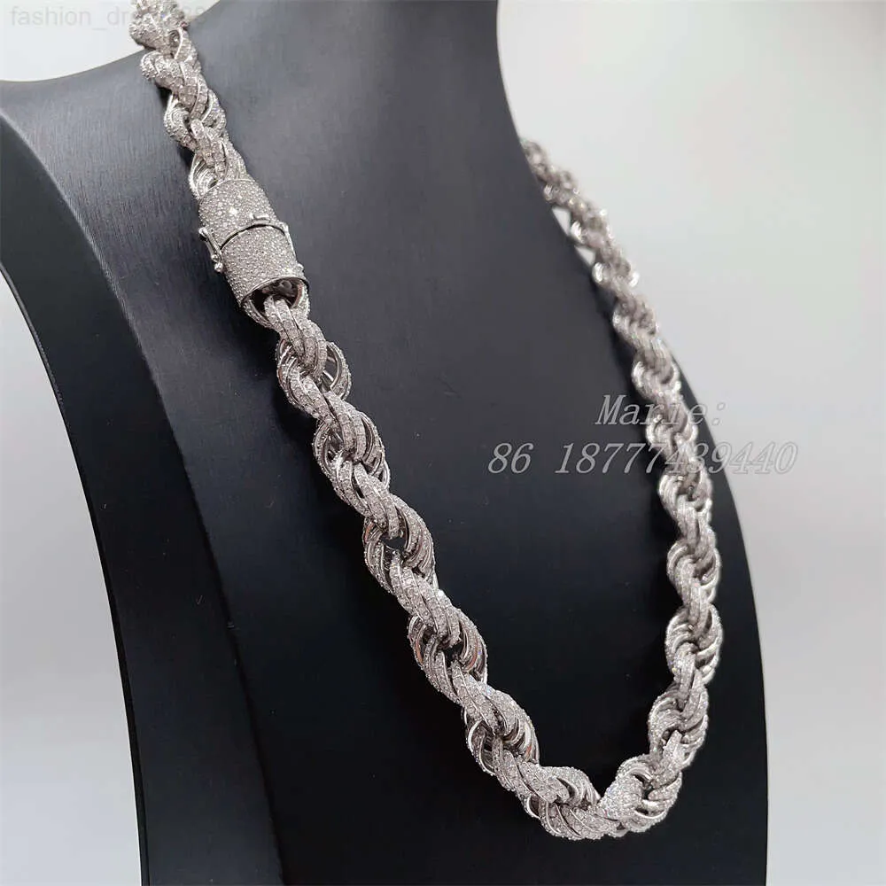 White Gold 925 Sterling Silver Micro Pave VVS Moissanite Diamond Chain