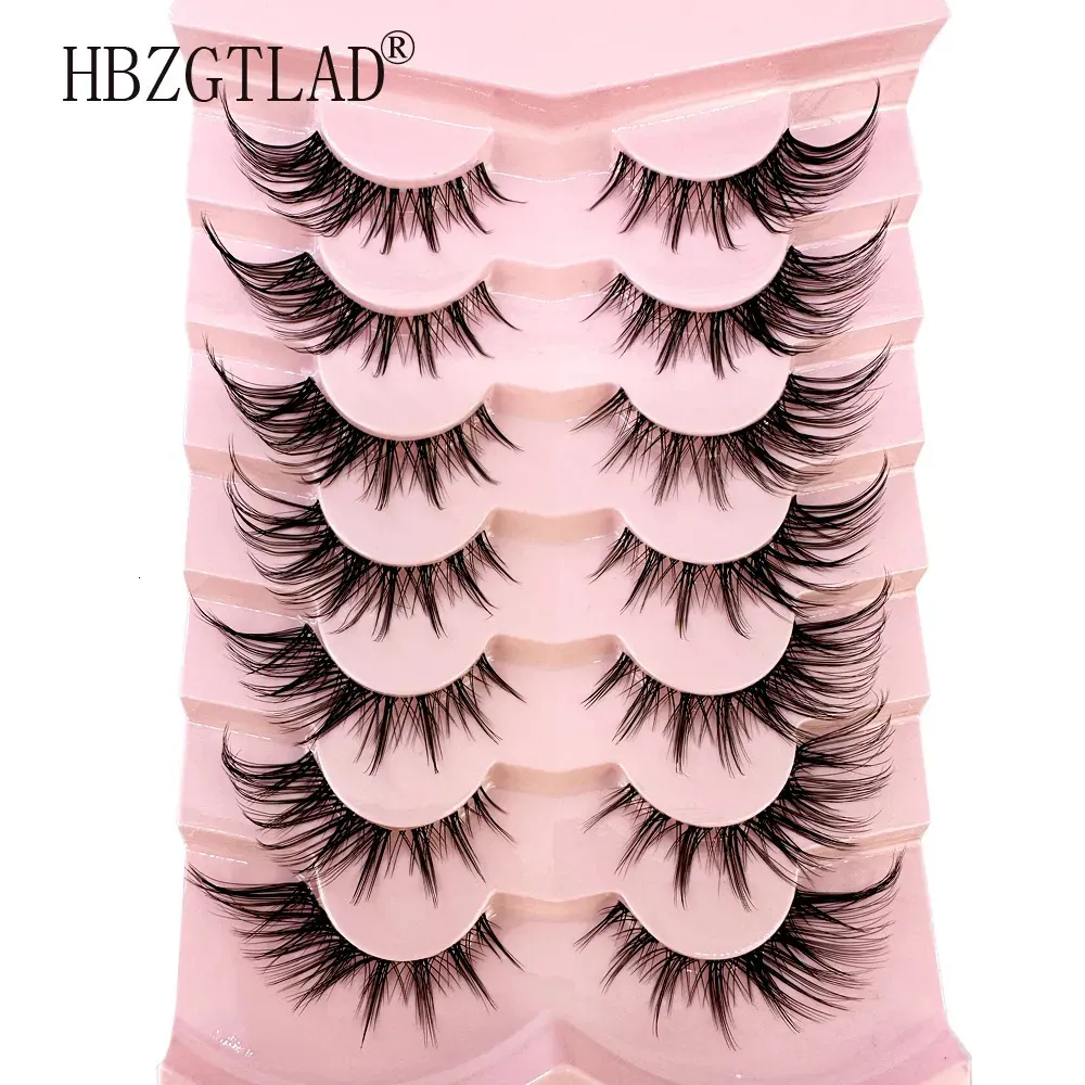 False Eyelashes 7Pairs Lashes Manga 3D Clear Band Natural Look Wispy Mink Fluffy Cat Eye Pack Fake 231017