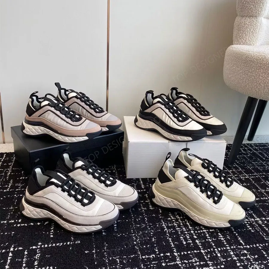 Klassisk lyx tennisskor kvinnor mode vit svart snörning splice plattform berömd varumärke runway sneakers lyx designer skor avslappnade gångskor med låda