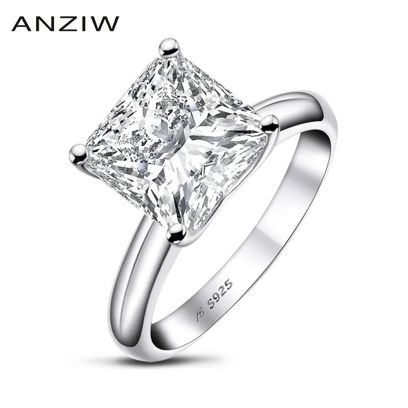 Ainuoshi 925 Sterling Silver 3 karat Princess Cut Engagement Ring for Women Sona Simulated Diamond Anniversary Solitaire Ring Y11320f