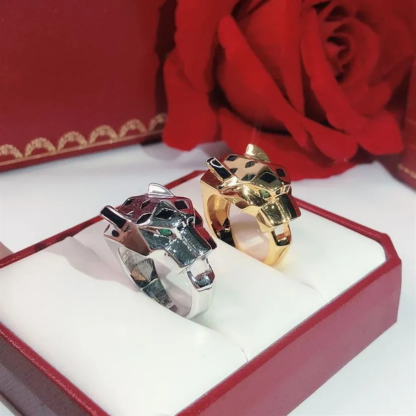 Leopard Ring Brand Classic Fashion Party Jewelry for Women Rose Gold Ball Banquet Panther Luxurious Black Leopard Men's Rings265q