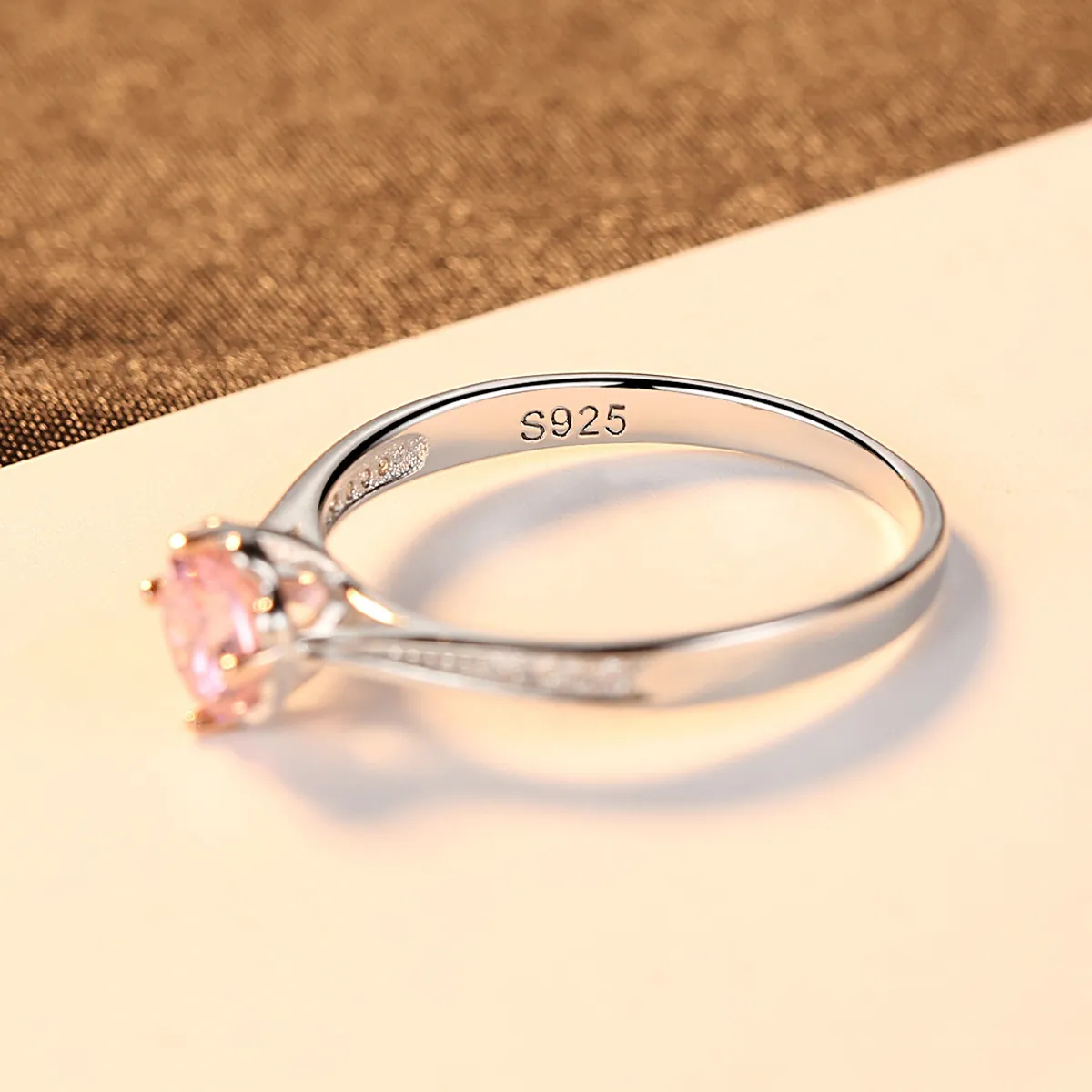 S925 Silver Inlaid Pink Diamond Ring Charm Women Zircon High Grade Ring Jewelry for Women Wedding Party Engagement Valentine's Day Christmas Anniversary Gift SPC