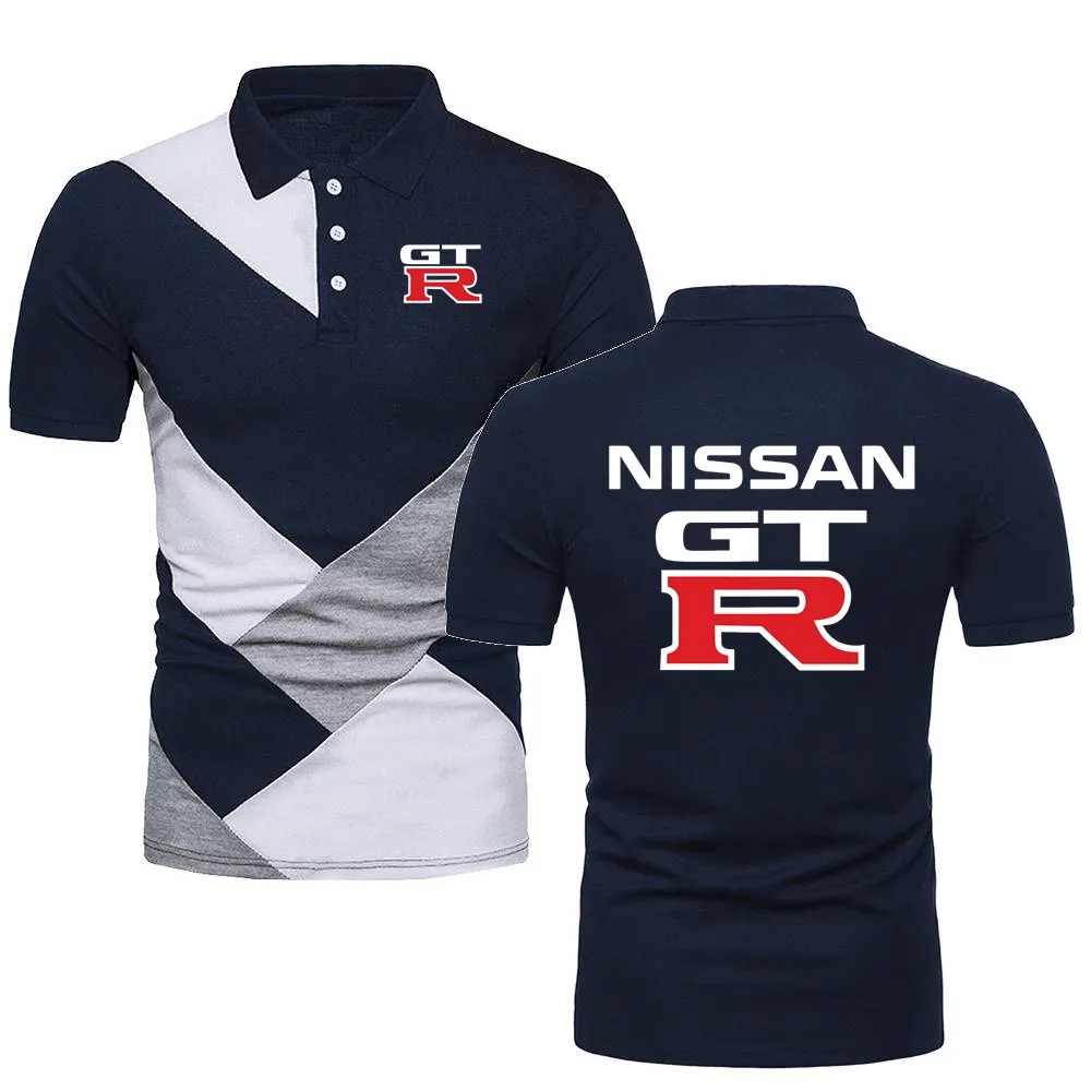 Polo-shirts Men décontracté tshirts style manche courte tas nissan gtr voitures revers topshirts golftennis homme contraste couleur polo