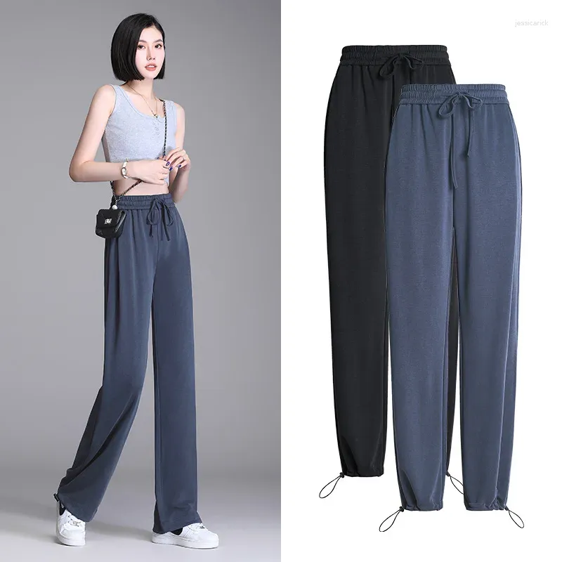 High Waisted Silk Drawstring Dance Pants For Women Casual Summer