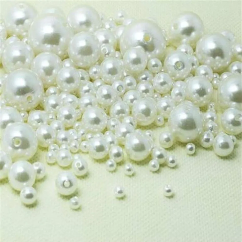 1000 Stück / Menge Elfenbeinfarbene ABS-Kunstperlen, lose Spacer-Perlen, 4 mm, 8 mm, 10 mm, 12 mm, Schmuckzubehör für die DIY-Herstellung249W