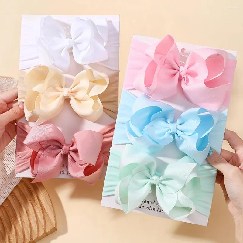 Hair Accessories 1PCS Born Wide Nylon Turban Big Bows Headband Toddler Head Bands Elastic Ribbon Kids Baby Headwear Girls