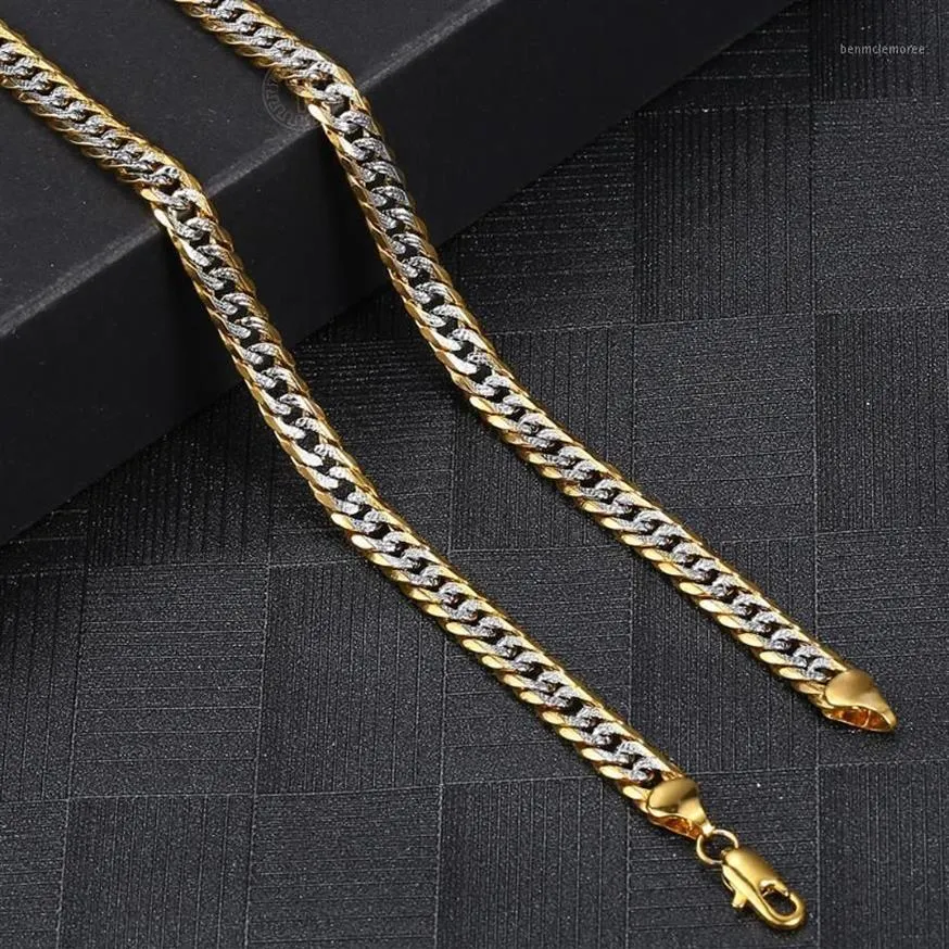 Cadenas Vintage de alta calidad de 6 mm de oro lleno de corte martillado Curb Cuban Mix Color de plata Collar de cadena para hombres Regalo de joyería GN4941275R
