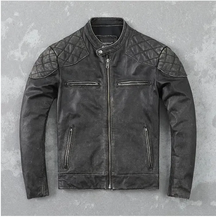 Couro sintético masculino. Jaqueta de couro estilo marca Rider masculina casaco de couro genuíno. Plus size roupas de couro fino Casaco para motociclos 231016