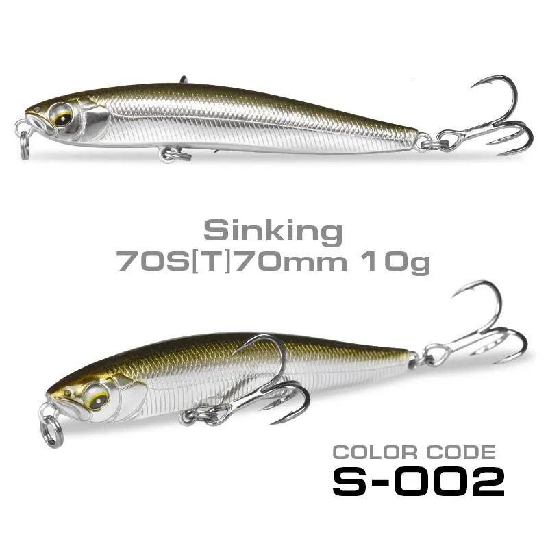 Baits Lures 70mm10g Wobbler Sinking Lure Stickbait Minnow Fishing Rolling 4 3g Floating Pencil Tackle For Sea Bass 231017