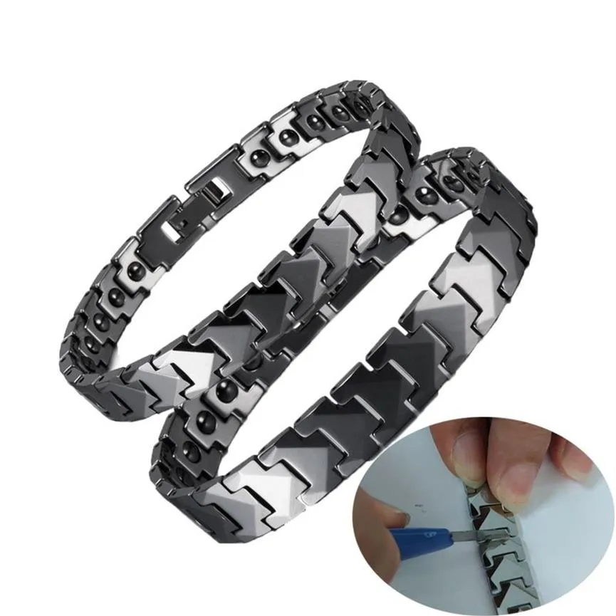 Bracelet anti-rayures en tungstène pour hommes, flèche magnétique en hématite, Couple en carbure, maillon de chaîne, énergie mâle W1218242G