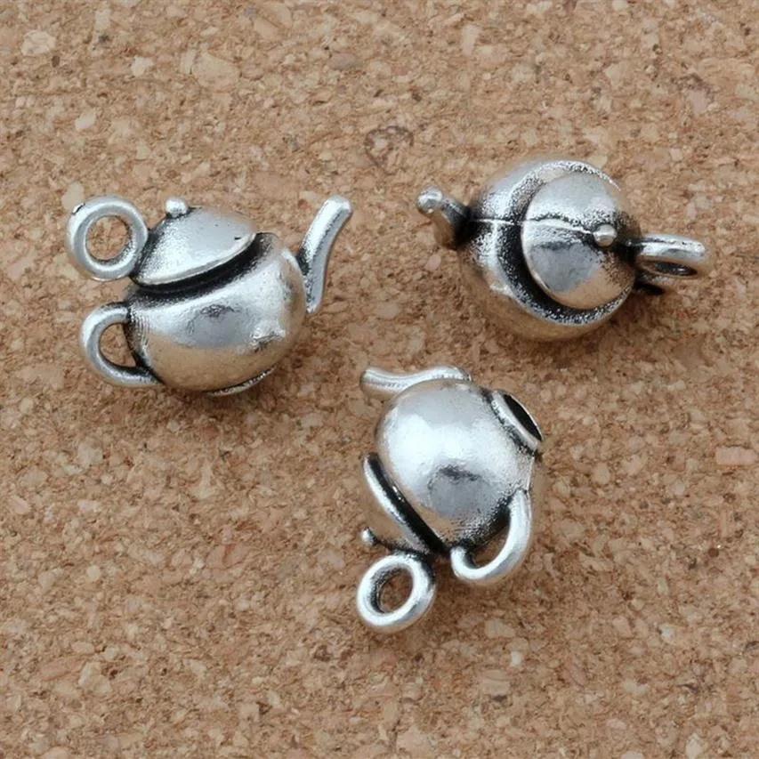 100pcs Antique Silver Zinc Alloy 3D tea pot Charms Pendant For Jewelry Making Bracelet Necklace Findings 17 5x13mm219u