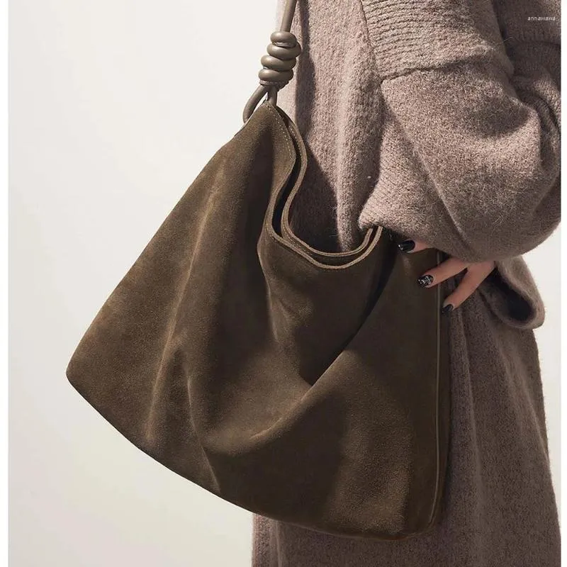 Sacs de soirée MS automne tendance cuir de vache femme sac à main de luxe épais daim sous les bras épaule fourre-tout décontracté dame seau souple 2023