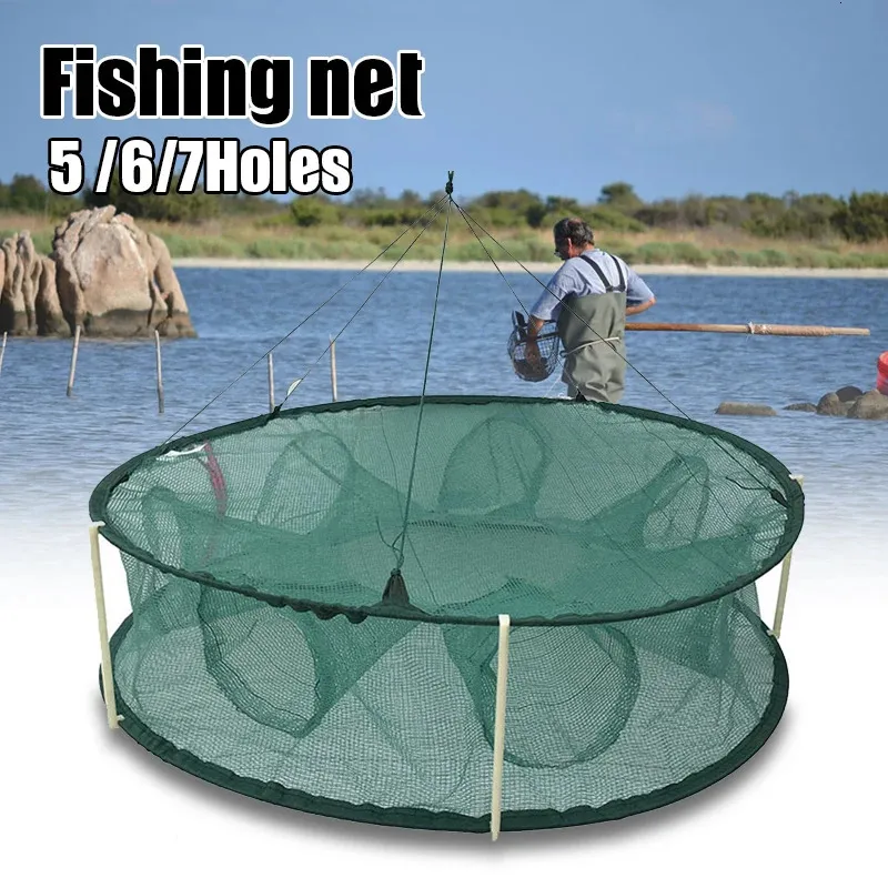 Fishing Accessories Automatic Fishing Net Trap Cage Round Shape Opening for Crabs Crayfish Lobster 231017