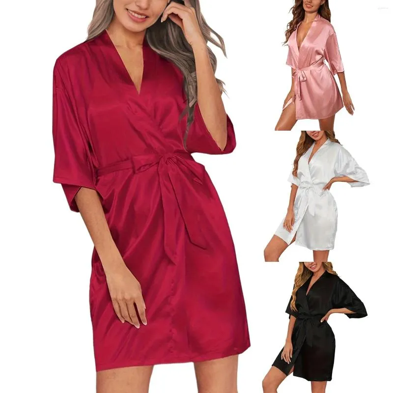 Robes décontractées Robe pour femme Poche à manches courtes Accueil Col rond Lâche S et L Mode Midi 3XL pour les femmes