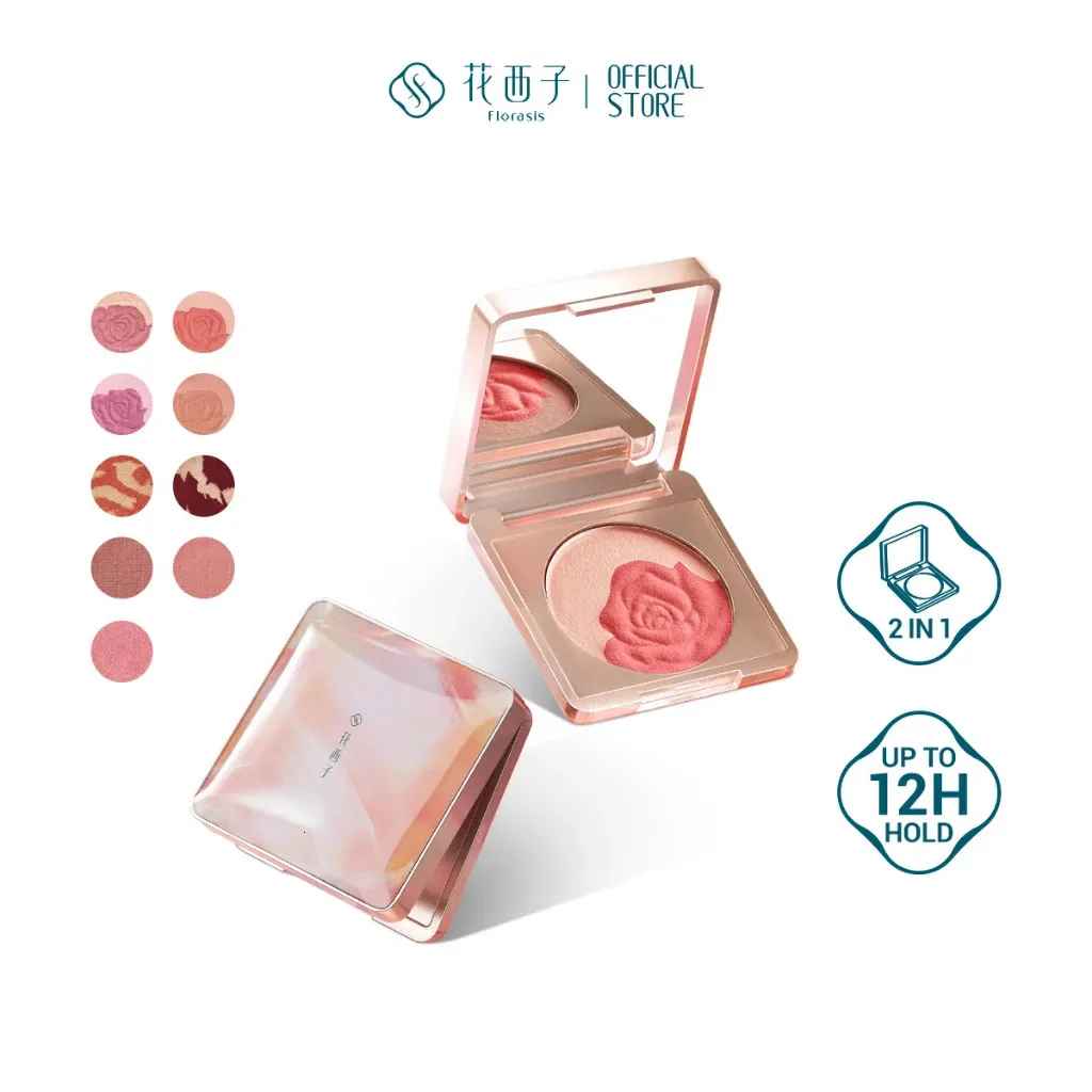 Blush florasis peon rosa doublecolor pó destaque natural nude shimmer escultura blush rosa tom de maquiagem 231016