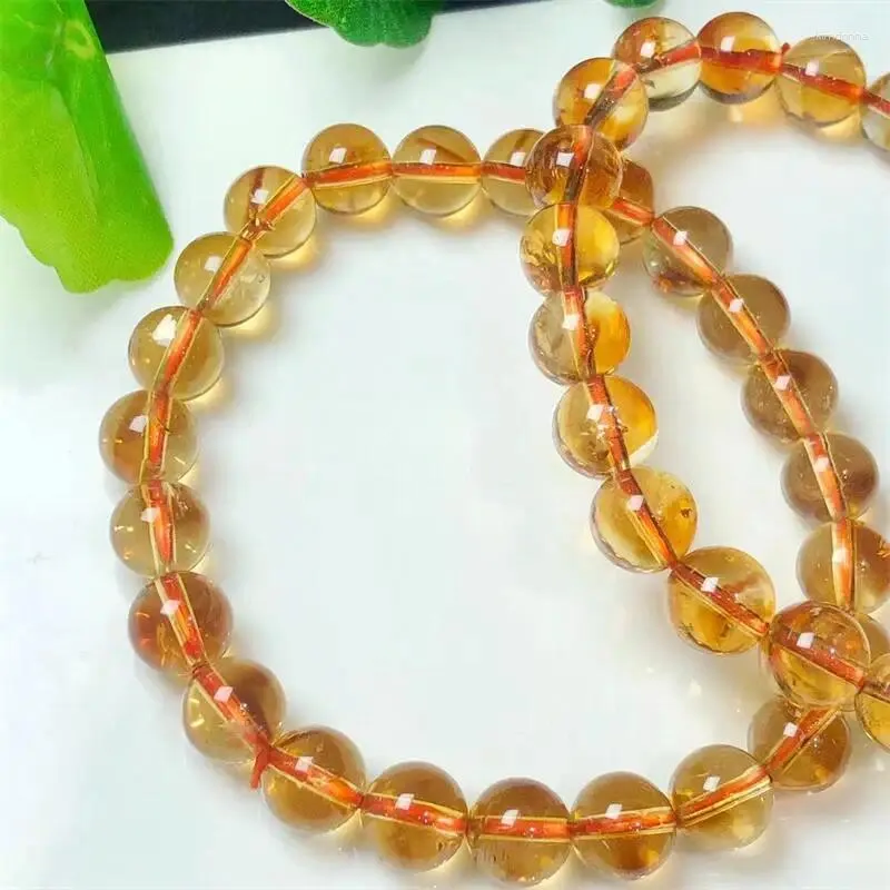 Bangle Natural Citrine Bracelet Handmade Yellow Crystal Quartz Jewelry Stretch Children Birthday Gift 1pcs 8MM