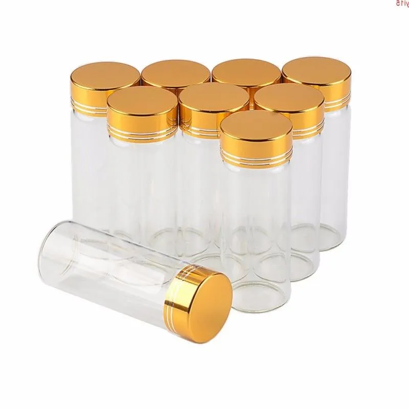 30x80mm 24 pz 40 ml Bottiglie di vetro Vite in alluminio Tappo dorato Vuoto Trasparente Liquido trasparente Contenitore regalo Bottiglia dei desideri Jarsgood qty Bcedn