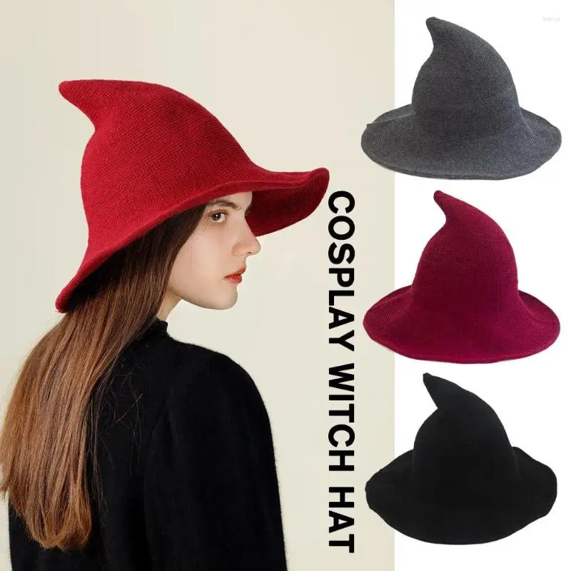 Rifornimenti del partito Cosplay moderno cappello da strega di lana da donna Lady realizzato dalla moda Festival di Halloween 2023 lana di pecora R0T4
