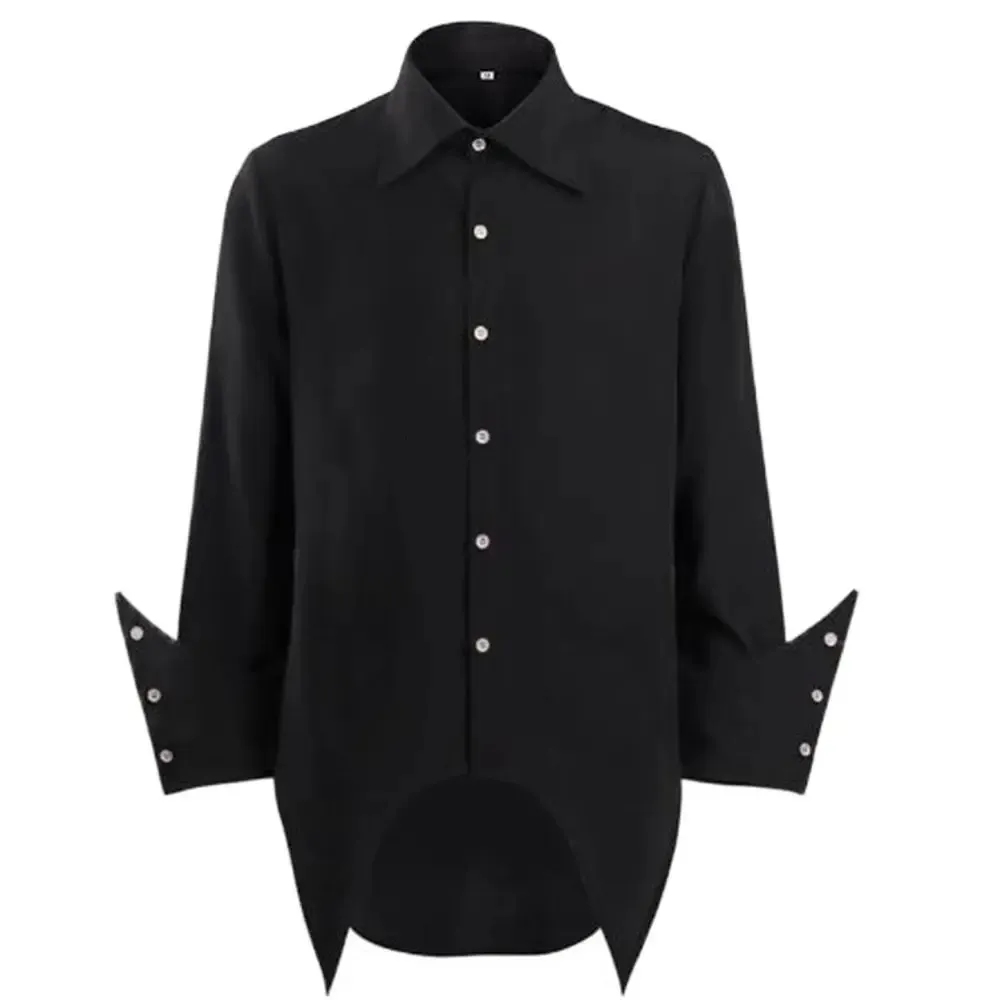 Vrouwen Blouses Shirts Shirt voor Mannen Zwart Zwaluwstaart Steampunk Gothic Lange Mouw Kraagvorm Kostuums Tops 231016