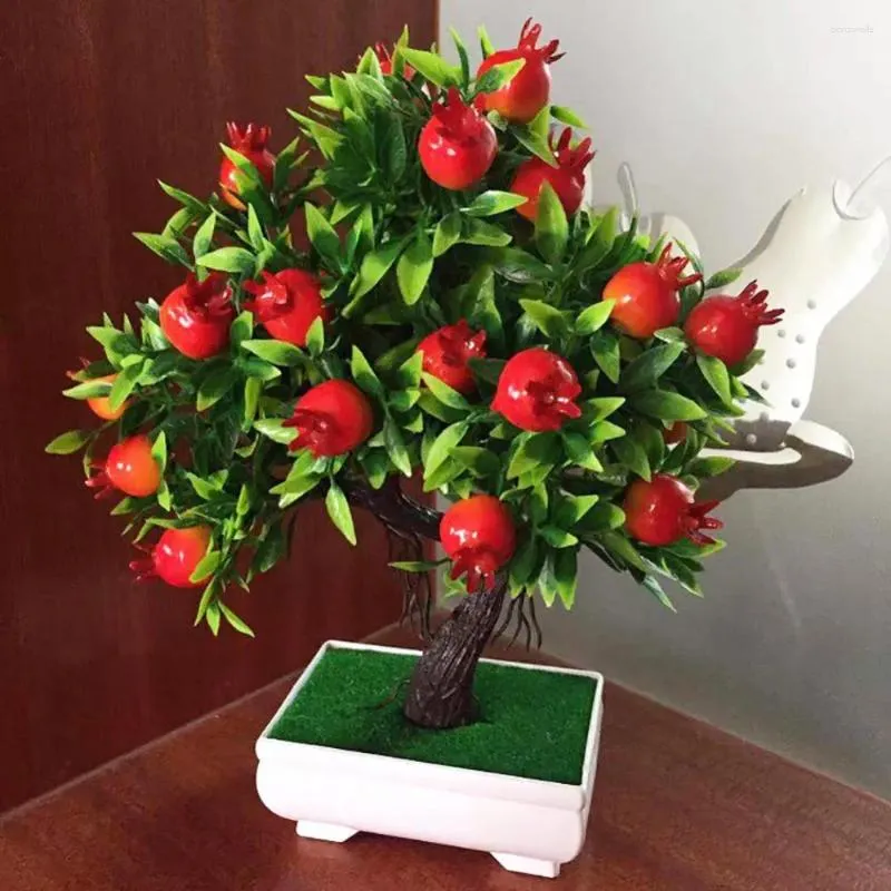 Decorative Flowers 1Pc Potted Pomegranate Artificial Tree Fruit Plant Bonsai Stage Garden Wedding Party Decor Fake Flower