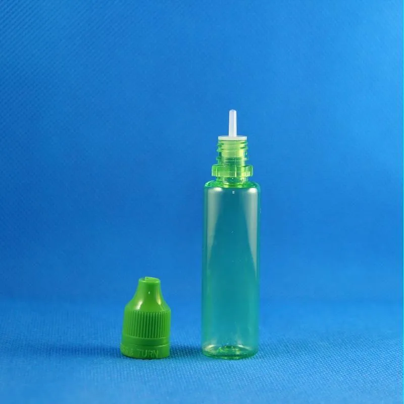 Clearance Sale! 100 Sets/Lot 25ml UNICORN GREEN PET Plastic Dropper Bottles Child Resistant Tamper Proof Long Thin Tip e Liquid Vapor 2 Dctg