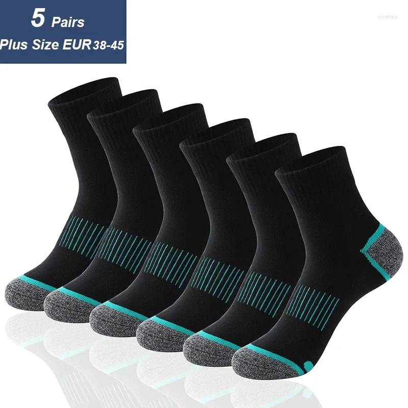 Chaussettes pour hommes de haute qualité décontracté respirant course sport 5 paires mâle coton hiver hommes grande Size38-45