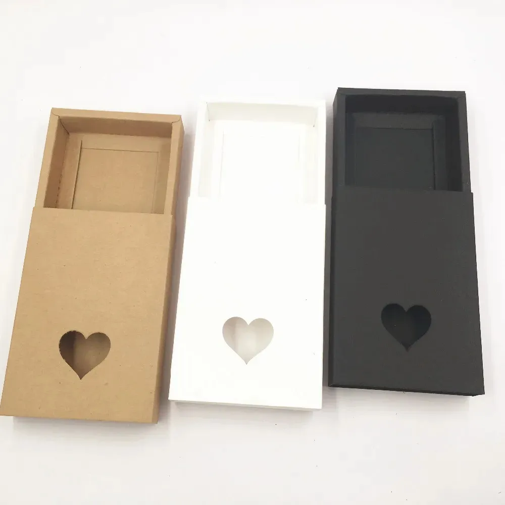 Presentförpackning 20st/lot Brown Kraft Paper Boxes Drawer Box Phone Present Craft Soap Box Jewelry Storage Box 231017