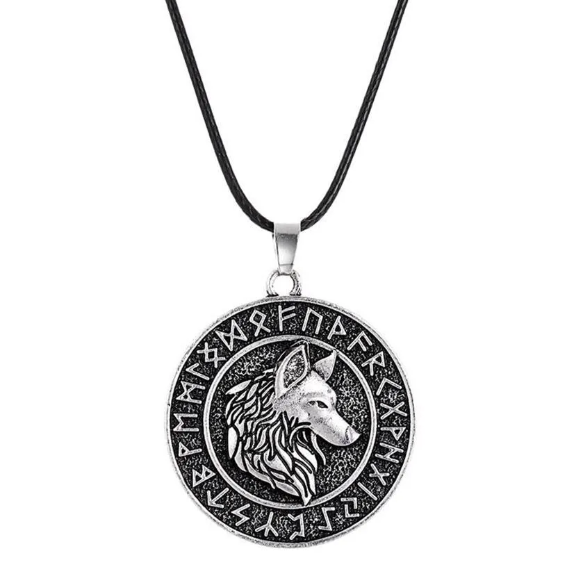 Pendant Necklaces Vintage Nordic Viking Pirate Necklace Round For Men Odin Mount Celtic Wolf Punk Male AccessoriesPendant336r